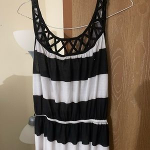 Long black and white stripped dress